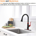 Aquacubic Matte Black and Red Pull Down Kitchen Faucet   with Magnetic Docking Sprayer Wras CE Certified EN1111 Standard